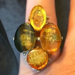 Unique Amber Ring. Natural Artisan Amber  Ring.